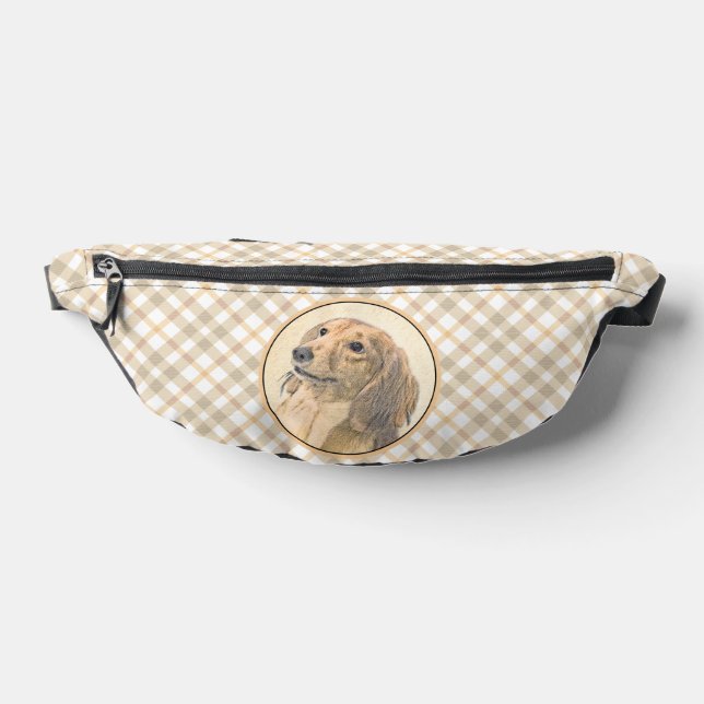 Dachshund Longhaired Red Painting Original Dog Art Fanny Pack (Lay Down)