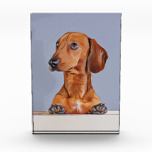 Dachshund Looking Away Doxie Dog Birthday Poster Photo Block