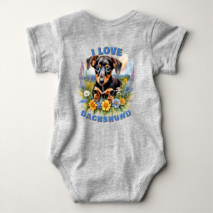 Dachshund Love Baby Bodysuit