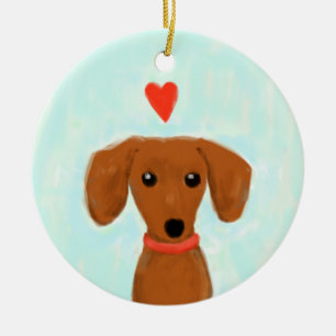 Dachshund Love Ceramic Ornament