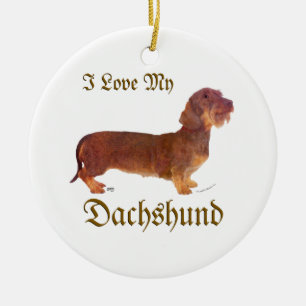 Dachshund Love Ceramic Ornament