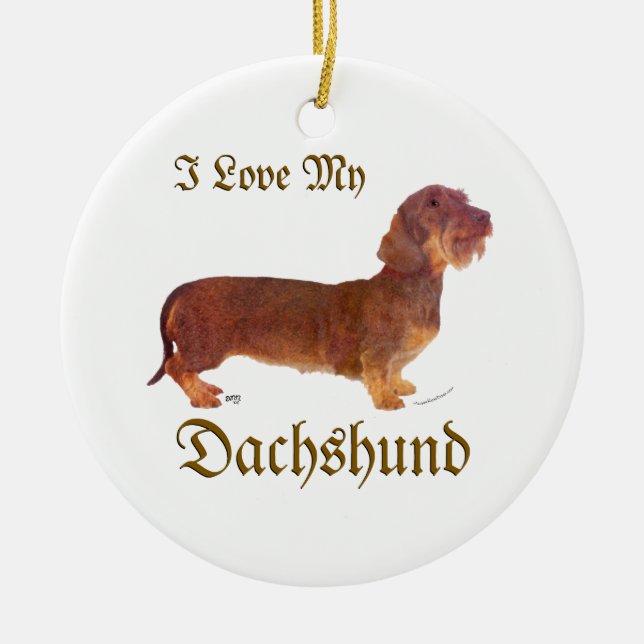 Dachshund Love Ceramic Ornament (Front)