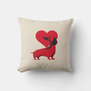 Dachshund Love – Cute Dog Heart Design Throw Pillow