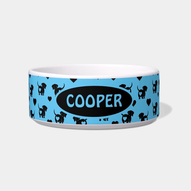 Dachshund Love food Water Bowl (Front)