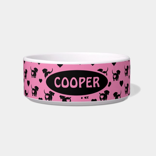 Dachshund Love food Water Bowl (Front)