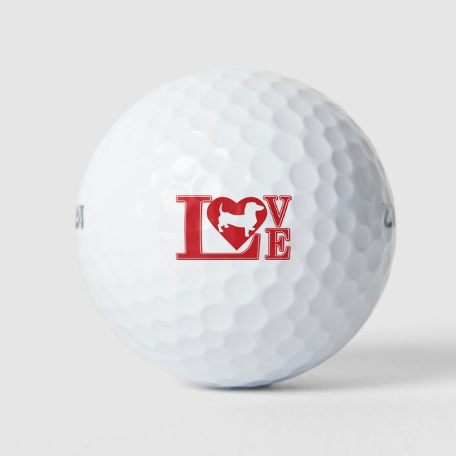 Dachshund Love Heart Golf Balls (Front)
