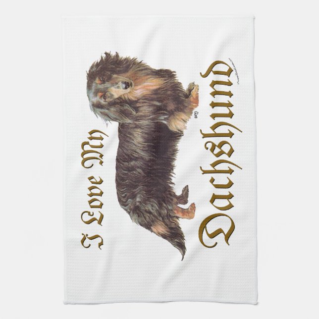 Dachshund Love Kitchen Towel (Vertical)