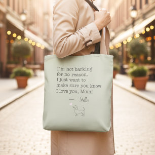 Dachshund Love Message Personalized Sage Green Tote Bag