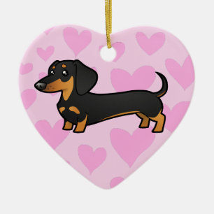 Dachshund Love (smooth coat) Ceramic Ornament