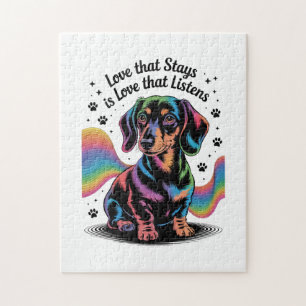 Dachshund Love That Stays Is Love That Listens Jigsaw Puzzle