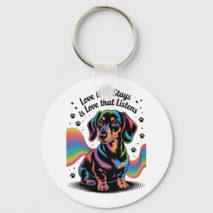 Dachshund Love That Stays Is Love That Listens Keychain