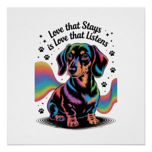 Dachshund Love That Stays Is Love That Listens Poster