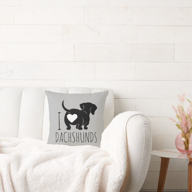 Dachshund Love Throw Pillow (Couch)