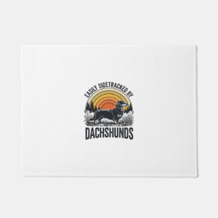 Dachshund Lover Shirt Easily Sidetracked Retro Art Doormat