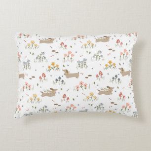 Dachshund Lover Weiner Dog Sausage Dog Wildflower Accent Pillow