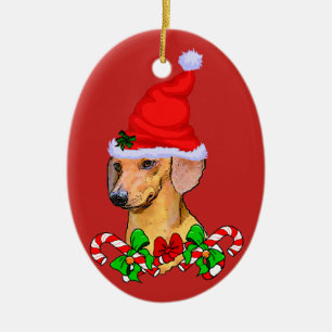 Dachshund Lovers Christmas Ceramic Ornament