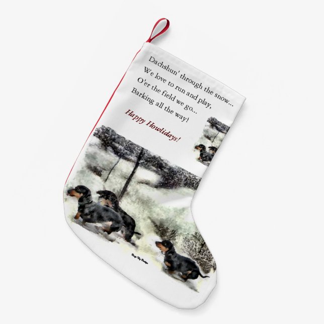 Dachshund Lovers Christmas Small Christmas Stocking (Front (Hanging))