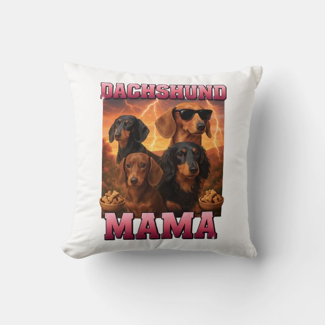 Dachshund Mama Throw Pillow (Front)