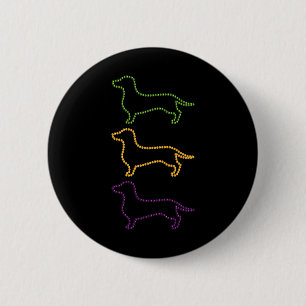 Dachshund Mardi Gras Beads 2 Inch Round Button