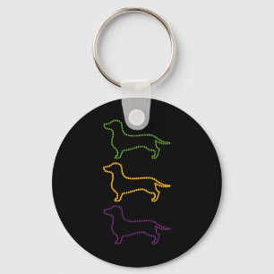 Dachshund Mardi Gras Beads  Keychain