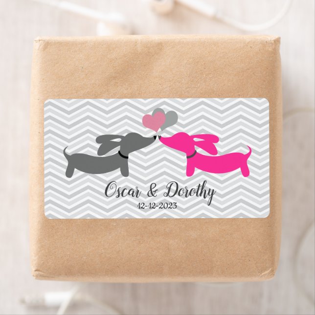 Dachshund Mariage Cadeau Tag Étiquettes Personnali (En situation)
