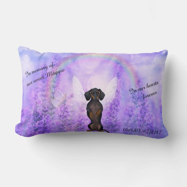 Dachshund Memorial Rainbow Bridge Pillow (Front)