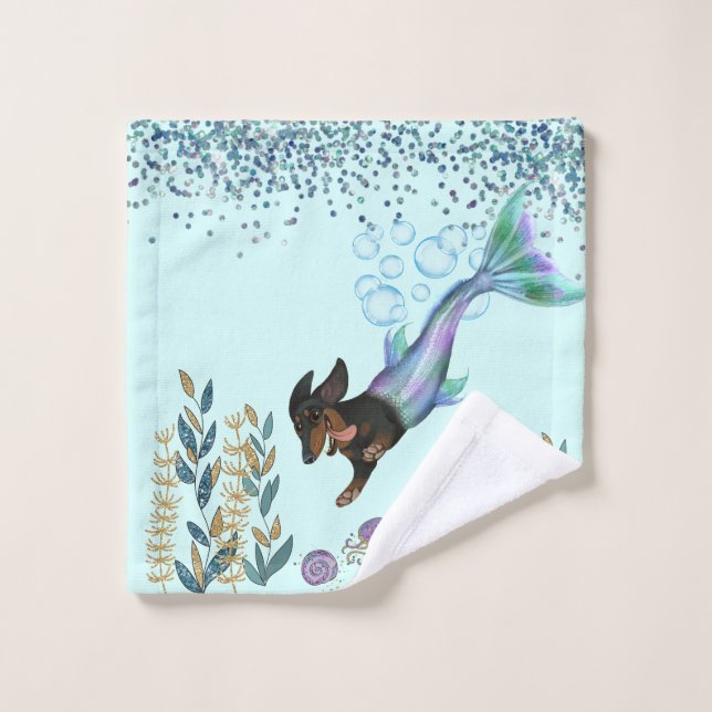 Dachshund Mermaid Wash Cloth (Wash Cloth)