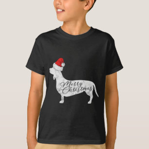 Dachshund Merry Christmas I Doxie Santa Silhouette T-Shirt