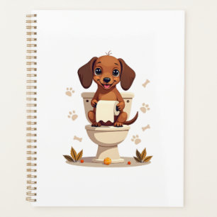 Dachshund Mignon Vintage sur Toilettes Dessin Anim