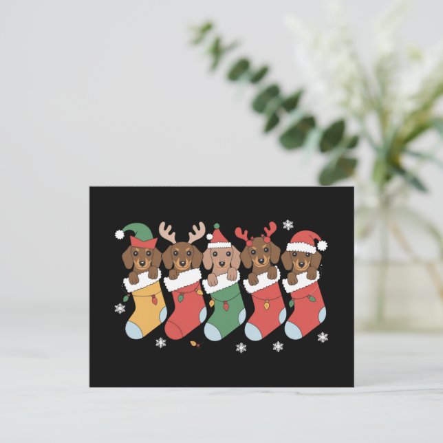 Dachshund Mom Christmas Dog Lover Gift New Year  Holiday Postcard (Standing Front)