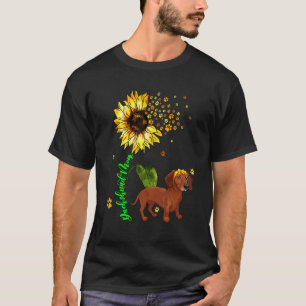 Dachshund Mom Cute Sunflower Dog Paws Owner Famil T-Shirt