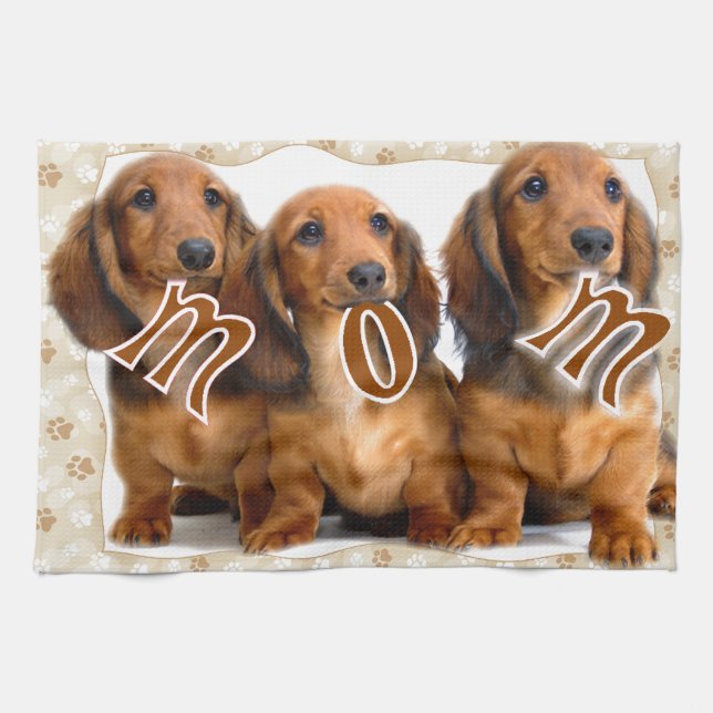 Dachshund MOM Kitchen Towel (Horizontal)