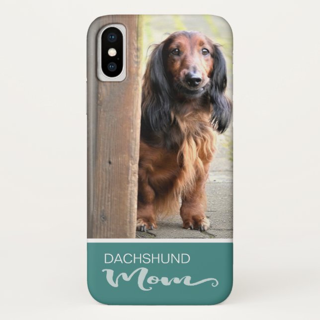 Dachshund Mom Longhaired  Add Your Dog Photo Case-Mate iPhone Case (Back)