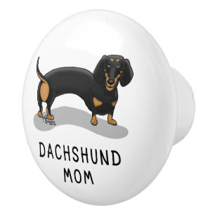 Dachshund Mom (S black & tan) - Cute dog mom Ceramic Knob