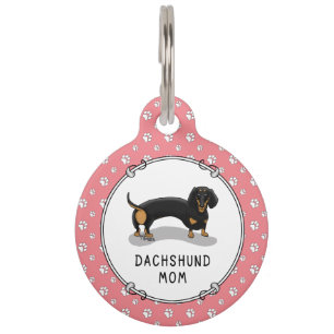 Dachshund Mom (S black & tan) - Cute dog Pet Tag
