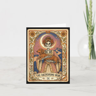 Dachshund mom tarot card skeleton wiener dog