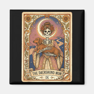 Dachshund mom tarot card skeleton wiener dog magnet