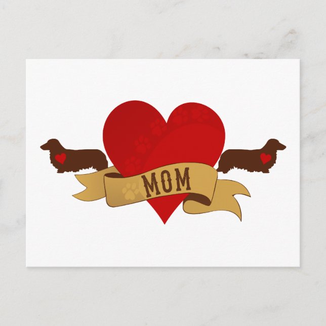Dachshund Mom [Tattoo style] Postcard (Front)
