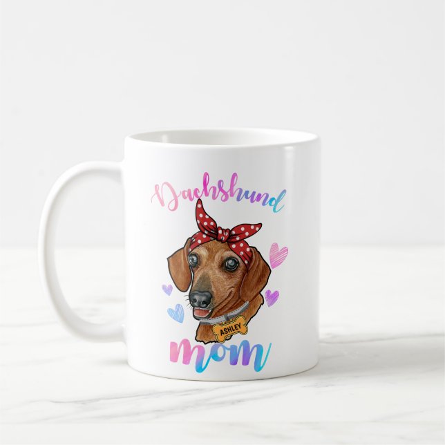 Dachshund Mom Watercolor Dog Mom  Coffee Mug (Left)