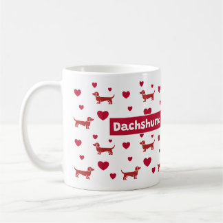 Dachshund Mug With Red Hearts