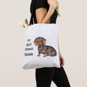 Dachshund My Best Friend Custom Name Tote Bag