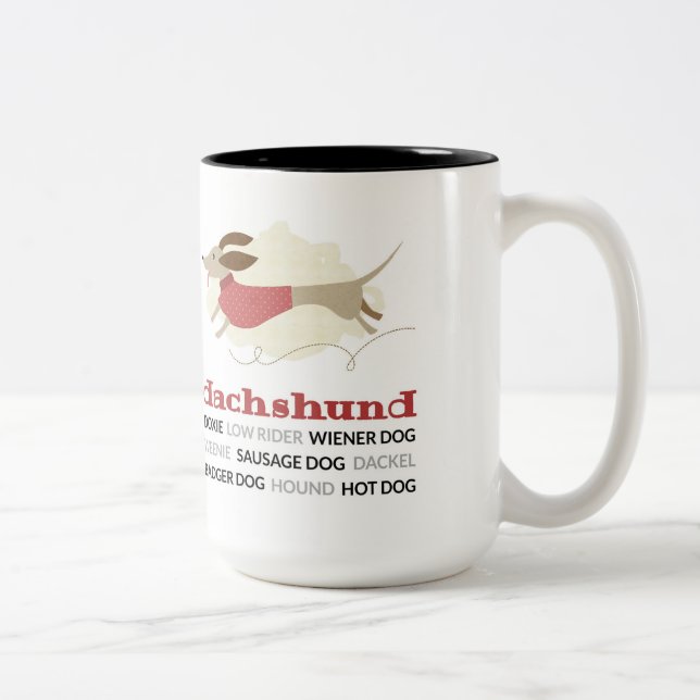 Dachshund Nicknames Two-Tone Coffee Mug (Right)