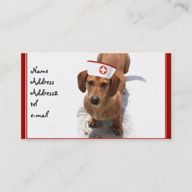 Dachshund nurse business card (Front)