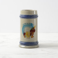 Dachshund Octoberfest Grey/Blue 22 oz Stein