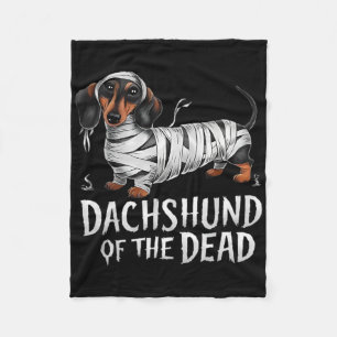 Dachshund Of Dead Halloween Mummy Dog Fleece Blanket