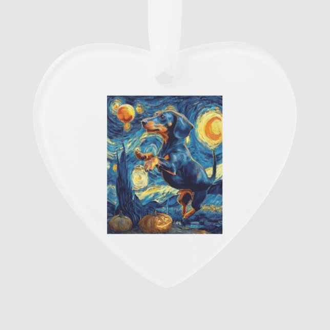 Dachshund of van gogh starry night halloween Funny (devant)