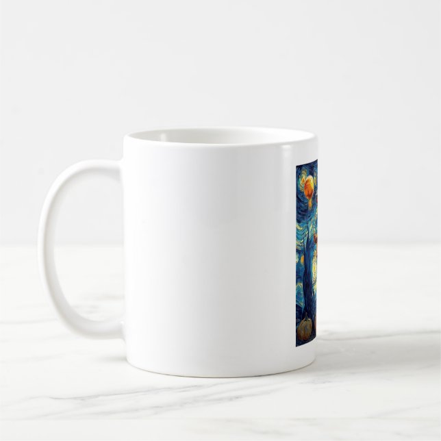 Dachshund of van gogh starry night halloween Funny Coffee Mug (Left)