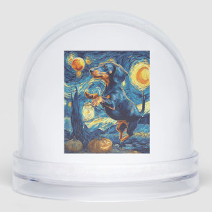 Dachshund of van gogh starry night halloween Funny Snowglobe