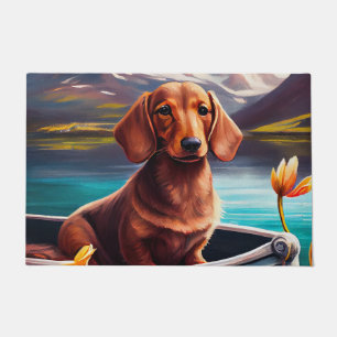 Dachshund on a Paddle: A Scenic Adventure Doormat
