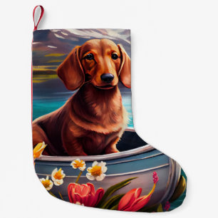 Dachshund on a Paddle: A Scenic Adventure Small Christmas Stocking